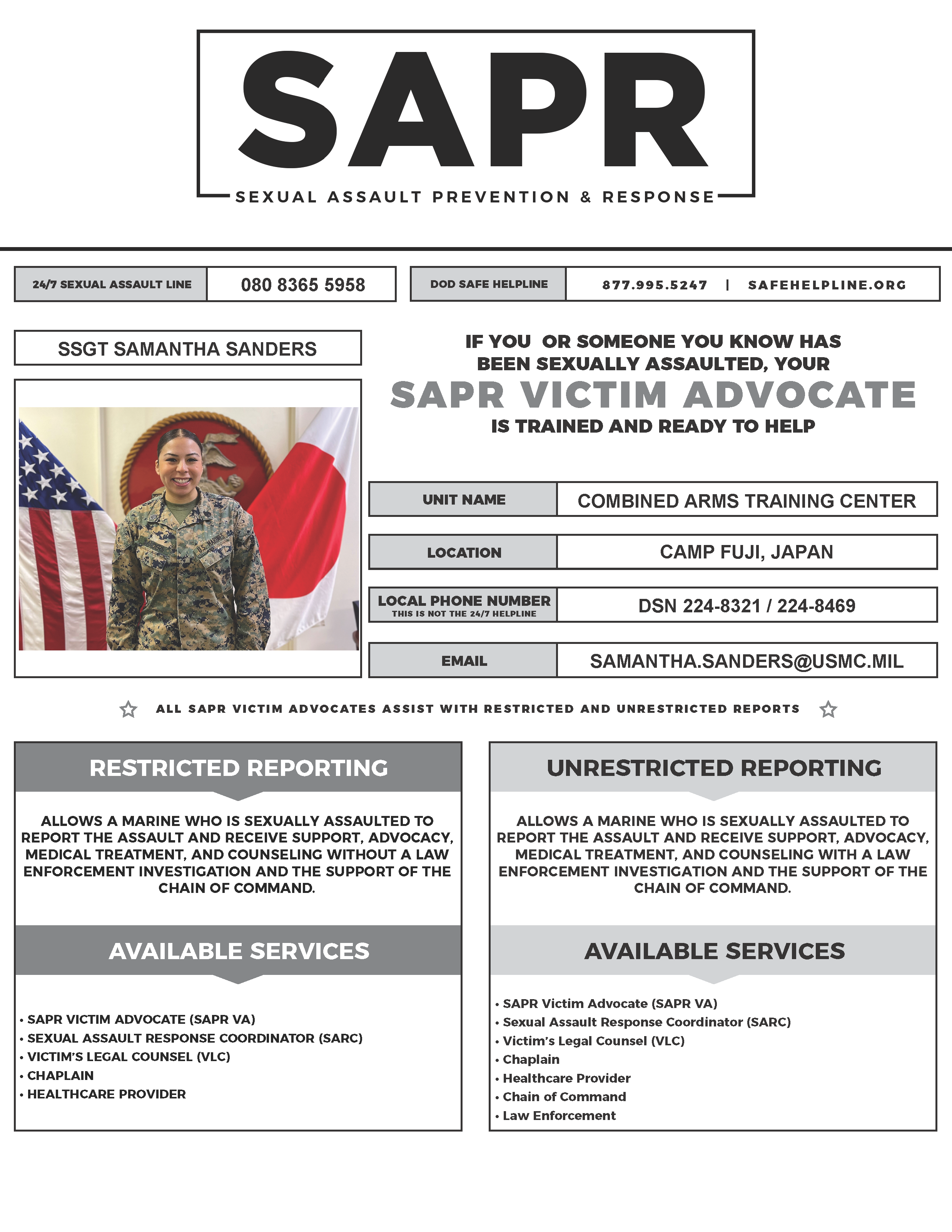 SAPR Sanders Contact Info